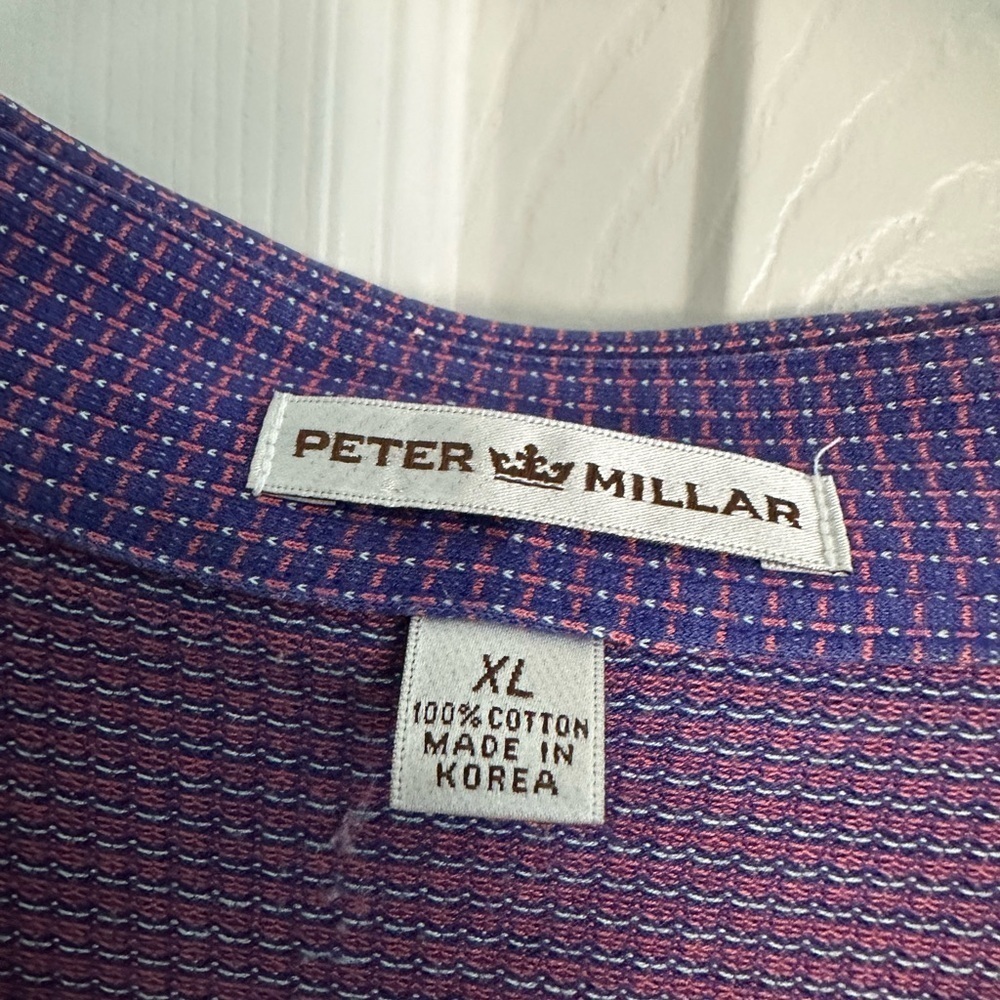 Peter Millar Purple and Pink Check Golf Polo Shirt size XL - Picture 3 of 5